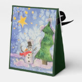 メリークリスマスツリーと霜の降りた雪だるまウォーター色 フェイバーボックス (裏面サイド)