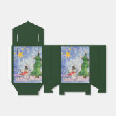 メリークリスマスツリーと霜の降りた雪だるまウォーター色 フェイバーボックス (折り畳みなし)