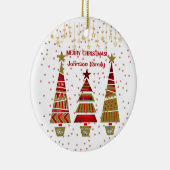 メリークリスマスツリーのデコーススノーフレークの家族の名前 セラミックオーナメント (右)