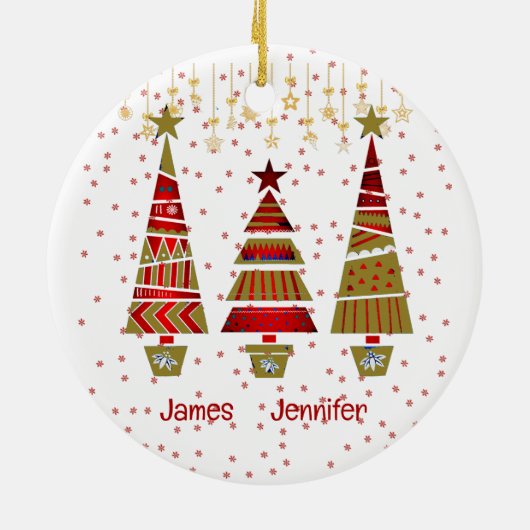 メリークリスマスツリーのデコーススノーフレークの家族の名前 セラミックオーナメント (裏面)
