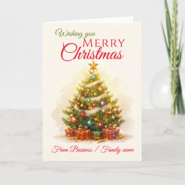 メリークリスマスツリーのビジネス家族名 シーズンカード