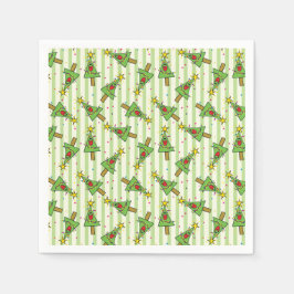 メリークリスマスツリーのライトの列オーナメント スタンダードカクテルナプキン