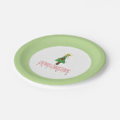 メリークリスマスツリーのライトの列オーナメント ペーパープレート (アングル)