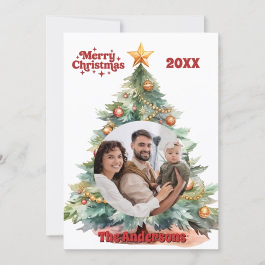 メリークリスマスツリーの写真カード シーズンカード (正面)