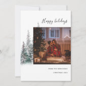 メリークリスマスツリーの家族の写真モダン幸せ シーズンカード (正面)