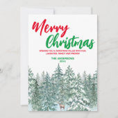 メリークリスマスツリーの森のトナカイモダンムース シーズンカード (正面)