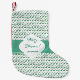 メリークリスマスツリーの水の色パステルパターン スモールクリスマスストッキング