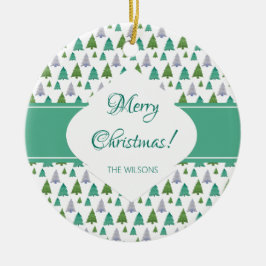 メリークリスマスツリーの水の色パステルパターン セラミックオーナメント