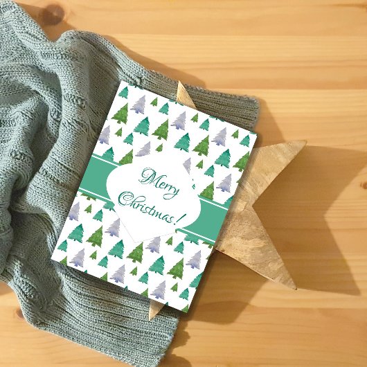 メリークリスマスツリーの水の色パステルパターン ポストカード