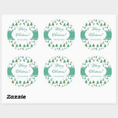 メリークリスマスツリーの水の色パステルパターン ラウンドシール (シート)