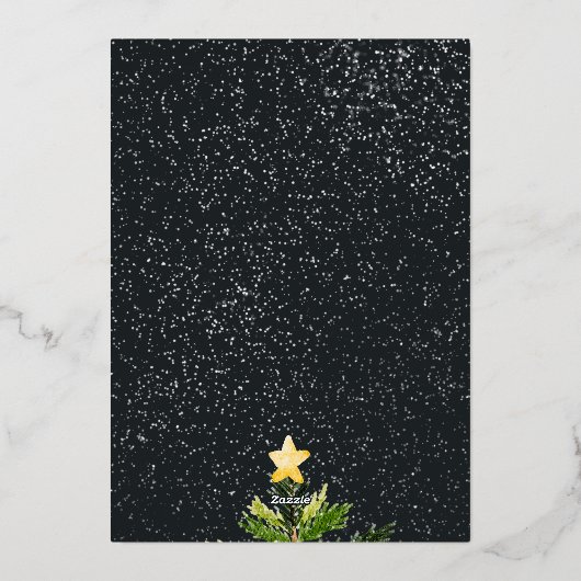 メリークリスマスツリーの水彩弓イラストレーション 箔シーズンカード (裏面)