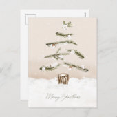 メリークリスマスツリーの水彩 シーズンポストカード (正面/裏面)