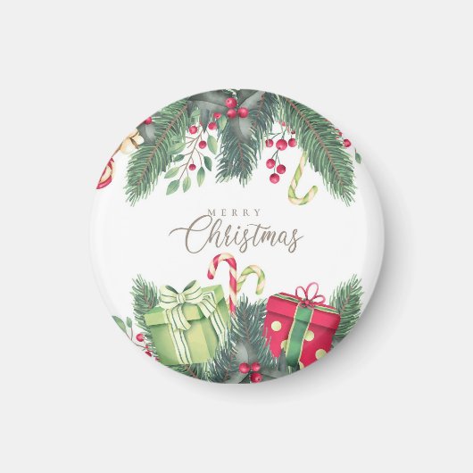 メリークリスマスツリーの贈り物の装飾 マグネット (正面)
