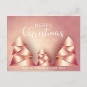 メリークリスマスツリーほこりっぽいピンクの家族写真 シーズンポストカード (正面)