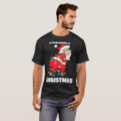 メリークリスマスツリーをマスクにサンタの回転 Tシャツ (正面フル)
