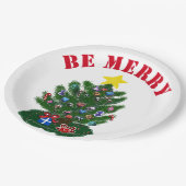 メリークリスマスツリーイエロースター ペーパープレート (アングル)