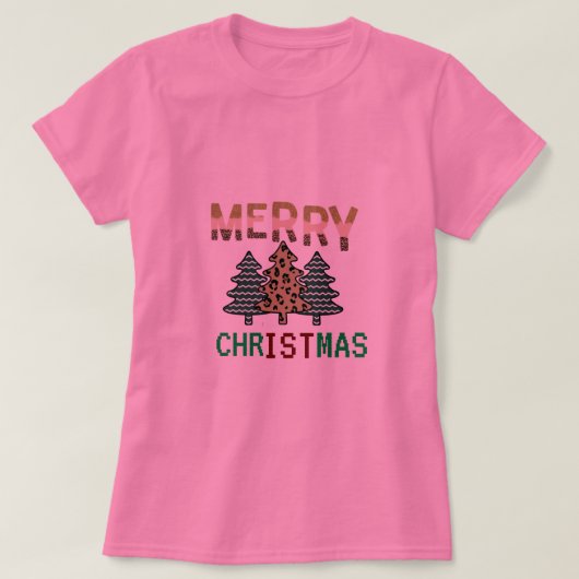 メリークリスマスツリーウィメンズホワイト Tシャツ (デザイン正面)