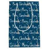 メリークリスマスツリーオンブルー ミディアムペーパーバッグ (正面)