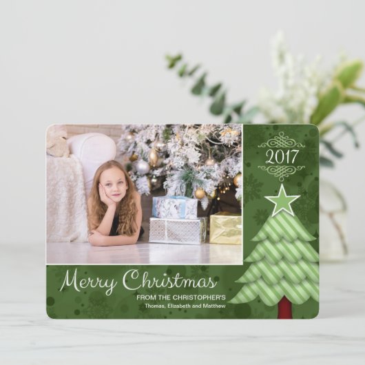 メリークリスマスツリーカスタムの写真/名前/日付 シーズンカード (スタンド正面)