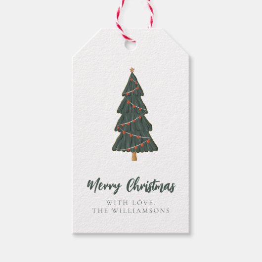 メリークリスマスツリーカスタムの挨拶と名前 ギフトタグ (正面)