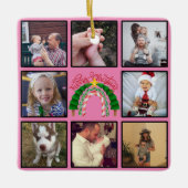 メリークリスマスツリーカスタムフォトコラージュ セラミックオーナメント (正面)