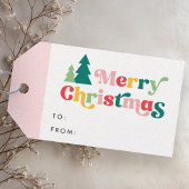 メリークリスマスツリーカラフルレトロフォントから ギフトタグ