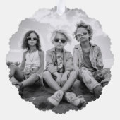 メリークリスマスツリーカラフルレトロ写真 オーナメントカード (裏面)