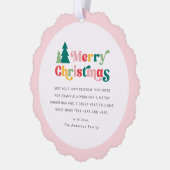 メリークリスマスツリーカラフルレトロ写真 オーナメントカード (左)