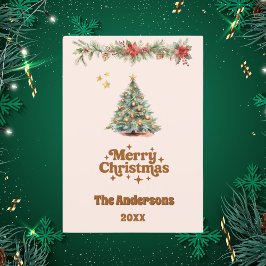 メリークリスマスツリーガーランドクリームベージュカード シーズンカード