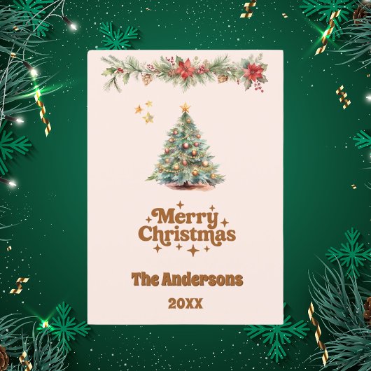 メリークリスマスツリーガーランドクリームベージュカード シーズンカード