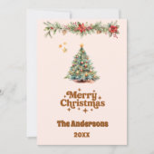 メリークリスマスツリーガーランドクリームベージュカード シーズンカード (正面)
