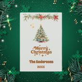 メリークリスマスツリーガーランドセージ緑のカード シーズンカード