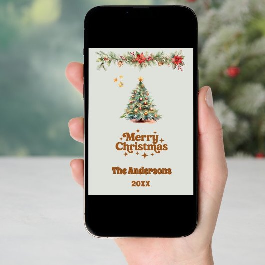 メリークリスマスツリーガーランドセージ緑のカード シーズンカード