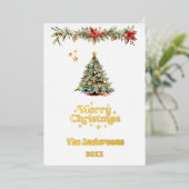 メリークリスマスツリーガーランド写真年レビュー 箔シーズンカード (立ち正面)