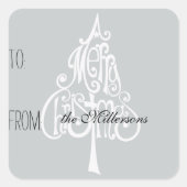 メリークリスマスツリーギフトラベル スクエアシール (正面)