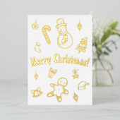 メリークリスマスツリークリスマス雪だるまキャンディケーンベルズ 箔シーズンカード (立ち正面)