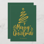 メリークリスマスツリーグリーンクリスマスカード シーズンカード (正面/裏面)