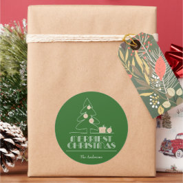 メリークリスマスツリーグリーンホリデー ラウンドシール