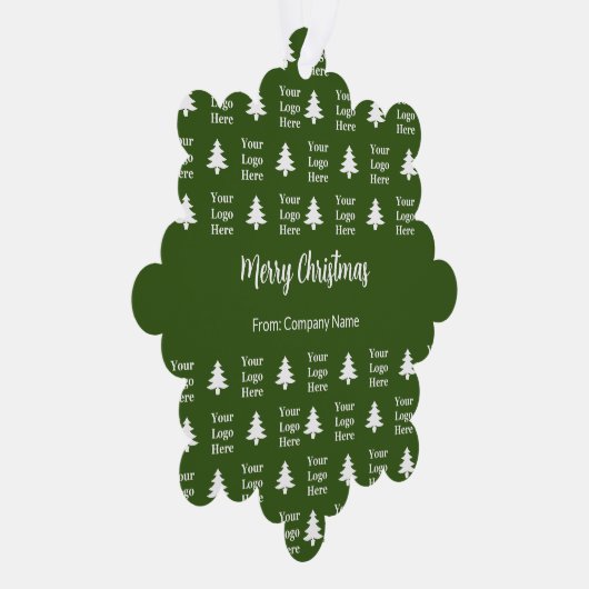 メリークリスマスツリーグリーンホワイトカンパニーロゴ オーナメントカード (右)