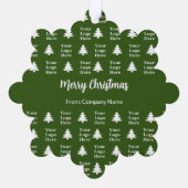 メリークリスマスツリーグリーンホワイトカンパニーロゴ オーナメントカード (裏面)