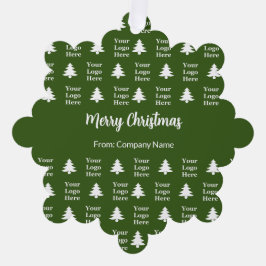 メリークリスマスツリーグリーンホワイトカンパニーロゴ オーナメントカード
