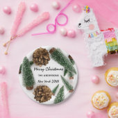 メリークリスマスツリーグリーンホワイトミニマル雪 ペーパープレート (パーティー)