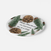 メリークリスマスツリーグリーンホワイトミニマル雪 ペーパープレート (アングル)