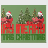 メリークリスマスツリーグリーンレッドギフトラップラッピング ラッピングペーパー (フラット)