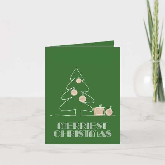 メリークリスマスツリーグリーン折り畳みフォトホリデー カード (正面)