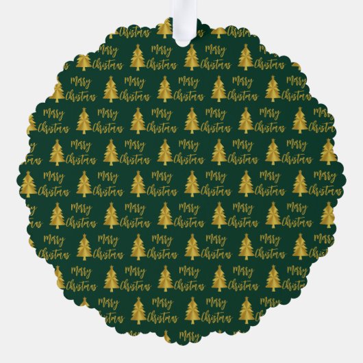 メリークリスマスツリーグリーン金ゴールドスクリプト名 オーナメントカード (裏面)