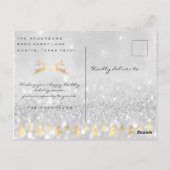 メリークリスマスツリーグレー金ゴールドスパークフォトグリッター ポストカード (裏面)