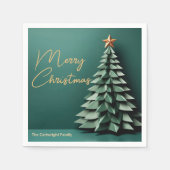 メリークリスマスツリーゴージャスグリーン金ゴールドパーティー スタンダードカクテルナプキン (正面)