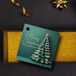 メリークリスマスツリーゴージャスグリーン金ゴールドパーティー フェイバータグ