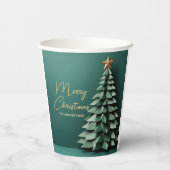 メリークリスマスツリーゴージャスグリーン金ゴールドパーティー 紙コップ (裏面)